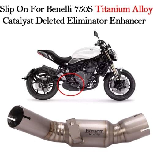 Slip On For Benelli 750S BJ750GS Enhancer Motorcycle Exhaust Modified Titanium Alloy Escape Catalyst Deleted Middle Link Pipe