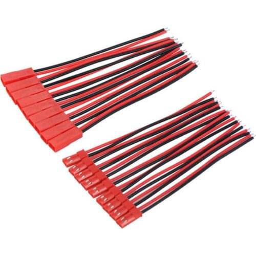20 pcs/10 pairs JST pigtail conector hembra macho 10 cm 22AWG suave silicona alambre RC Lipo battery enchufe del cable
