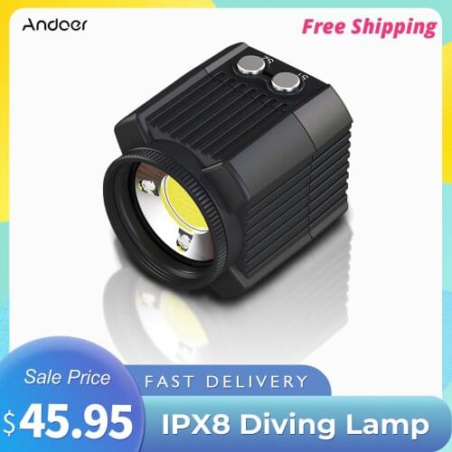 Andoer Mini Portable Camera Video LED Light Diving Photography Lamp Underwater 60M Waterproof IPX8 Camping Lighting