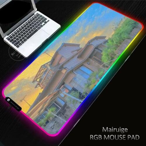 LED Light Gaming XXL Japanese street Mouse Pad RGB Large Genshin Impact XL Keyboard Cover Rubber Base Computer Desk Mat PC Game