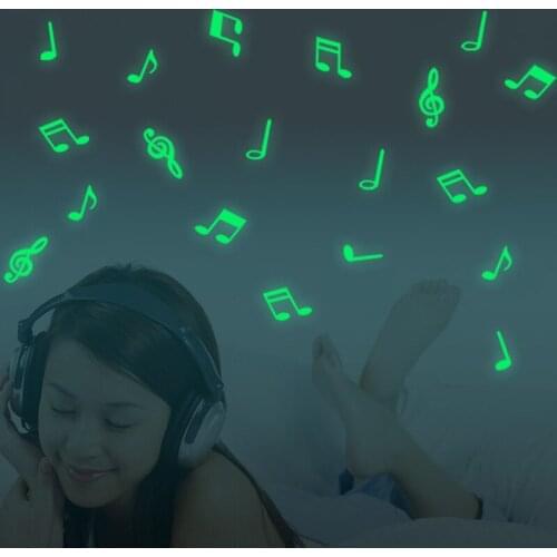 Luminous music wallpaper Notes luminous stickers Staff decoration student room art fluorescent Wall Sticker Wallpaper paste