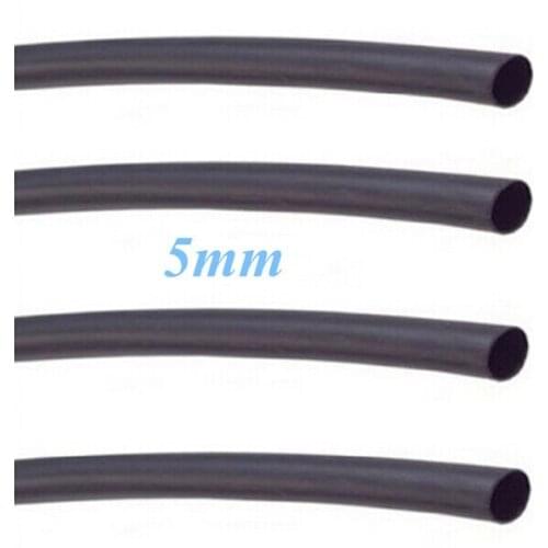 5m Heat Shrink Insulation Sleeving Heatshrink Tubing 600 Voltage 125 Celsius Black Tube Wire Wrap Cable Kit Inner Diameter 5mm