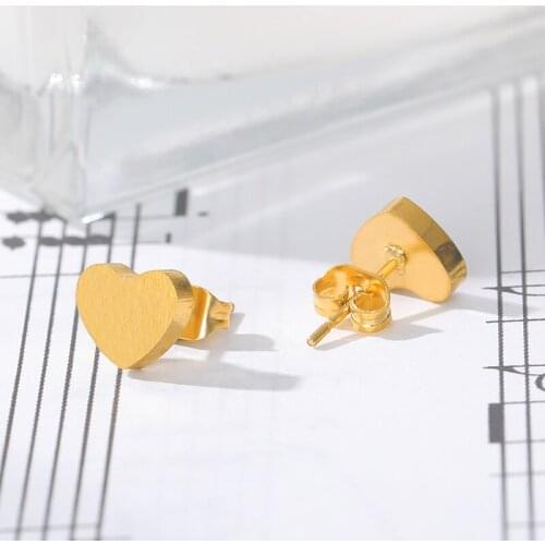 V Attract High Quality Heart Stud Earring For Women Rose Gold Stainless Steel Earrings Valentines Day Fashion Jewelry Gift