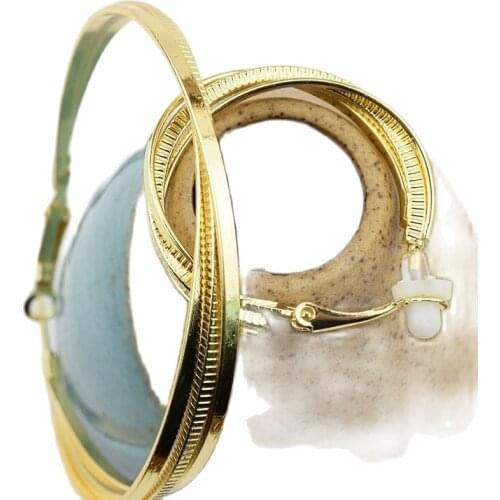 Hoop Earrings for women Clip on the ear Without piercings Big circle Rings 2021 Trend Fashion Jewelry Shiny Fine Ladies Earings