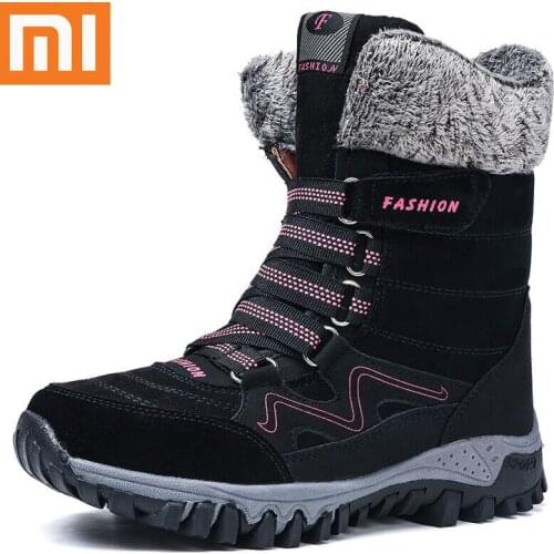 Xiaomi New Fashion Suede Leather Women Snow Boots Winter Warm Plush Womens boots Waterproof Ankle Boots Flat shoes 36-42