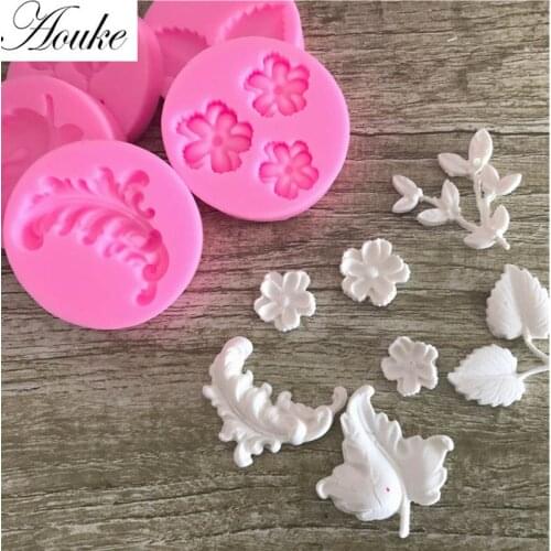 1PCS Leaves & Flowers Shape Silicone mold fondant cake molds soap chocolate mould for the kitchen baking X162-X166