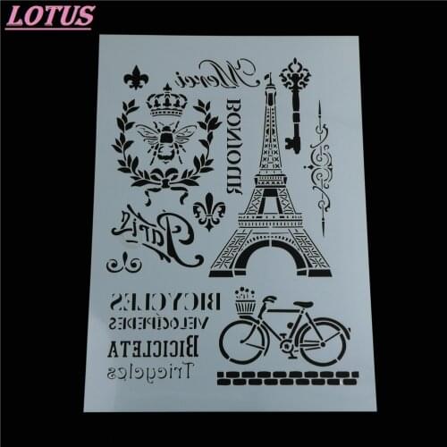 DIY Craft Layering Stencils For Walls Painting Scrapbooking Stamp Album Decor Embossing Eiffel Tower Bike Paper Card Template