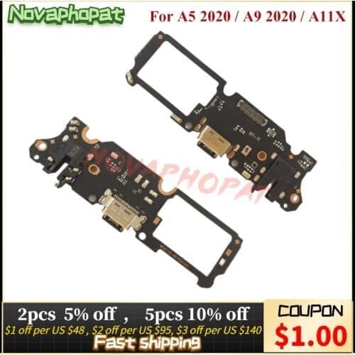 For Oppo A5 A9 2020 A11x USB Dock Charger Port Charging Plug Flex Cable Microphone MIC Board Headphone Audio Jack 10pcs/lot