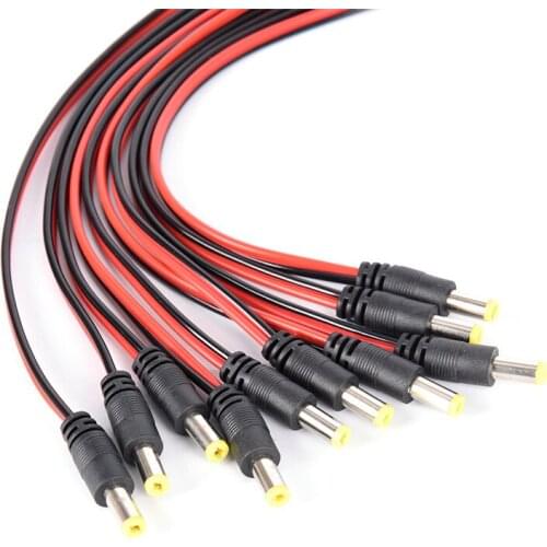 10PCS 5.5x2.1mm Pigtail Male Cable Plug For CCTV Camera LED Lights 12V DC Power Dc Power Cord
