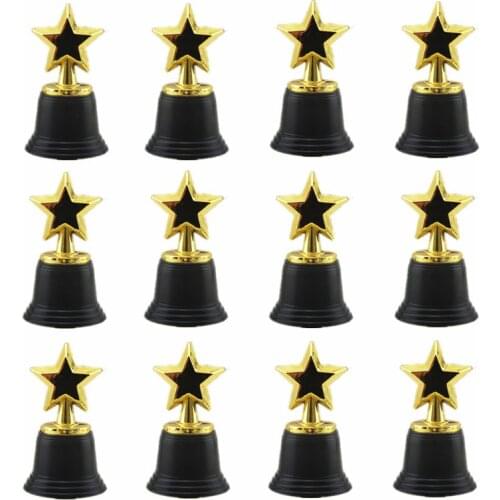 12Pcs Star Award Trophies 4.5" Gold Star Trophy for Awards Winners Oscar Awards Hollywood Parties Bulk School Kindergarten