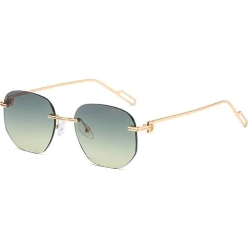 2021 fashion cool elegant rimless style metal sunglasses woman gradient brand design sunglasses 3089