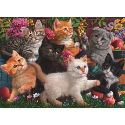 At Jigsaw Puzzle 260 Pcs Kittens at Play Family Games Education Toys Adult Sublimation Blanks Montessori Baby Kids Minifigures