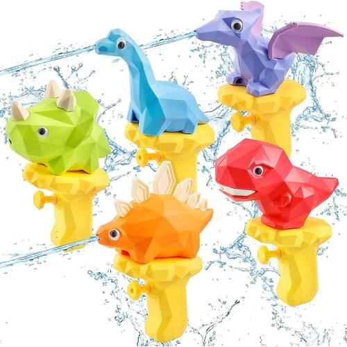 3D Dinosaur Water Gun For Kids Summer Cute Cartoon Tyrannosaurus Press Water Spray Gun Small Pistol Gun Outdoor Beach Garden Toy