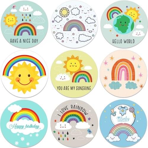 4.5cm Cartoon Rainbow Sun Cloud Stickers Waterproof Seal Labels Stickers Birthdays Baby Shower Baptism Christening Decorations