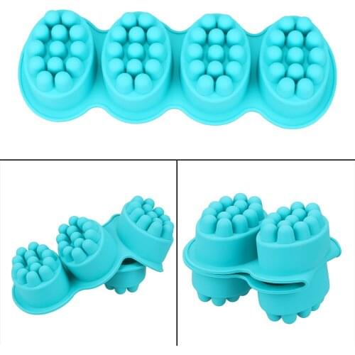 4 Cavity Silicone Soap Mold Oval Soap Moulds Non-Stick 3D Handmade Massage Soap Making Tools Cake Mould
