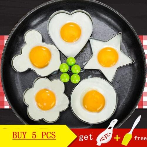 5 Pcs Creative Stainless Steel Omelet Mold Cooking Tools DIY Love Heart Breakfast Ring Fried Egg Steamed Pancake Tool Mold