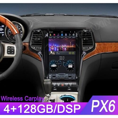 Wireless Carplay 4+128G For JEEP Grand Cherokee 2010-2019 Tesla style Car GPS Navigation Headunit Multimedia Player Auto Radio