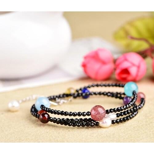 Natural amethyst bracelet circle yellow crystal black pointed crystal treasure more clearance