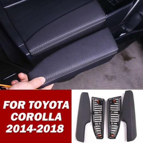 For Toyota Corolla 2014-2018 Black Leather Interior Car Door Armrest Panel Trim Microfiber Leather Cover Trim