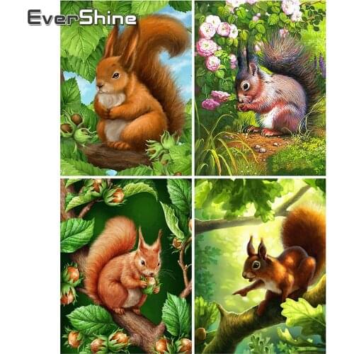 EverShine Diamond Embroidery Full Drill Square Squirrel DIY Diamond Painting Animal Mosaic Rhinestones Cross Stitch Wall Decor