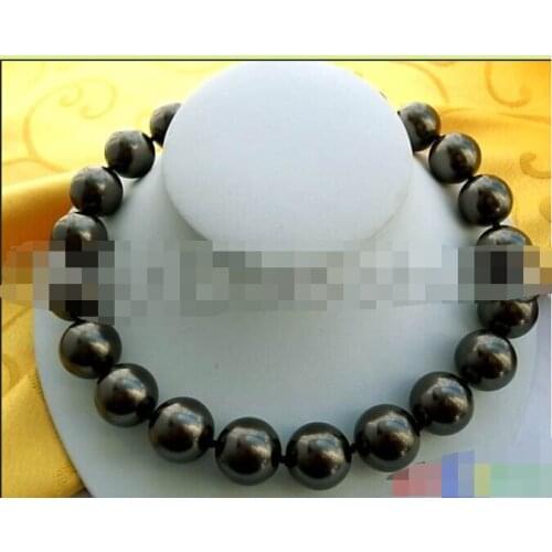 Beautiful HUGE 17" 20MM BLACK South sea shell pearl PEARL NECKLACE