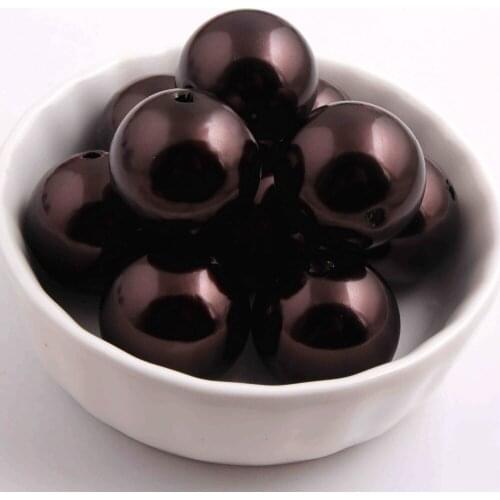 Kwoi vita A36 Deep brown color Chunky Fashion 20mm acrylic 100pcs a lot Imitation Pearl beads for kids Beaded Jewelry