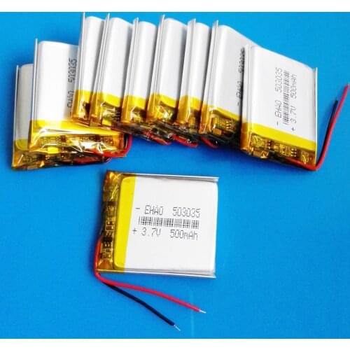 Lot 10 pcs 500mAh 3.7V Lipo battery polymer lithium rechargeable battery for MP3 MP4 GPS DVD bluetooth recorder e-book 5*30*35mm