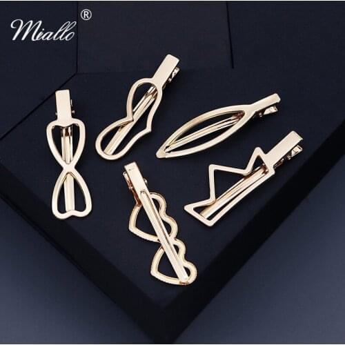 Miallo Fashion 5pcs/lot Hair Clips for Women Girls Hair Accessories Trendy Gold Color Hair Jewelry Hairpin Party Headpiece Gifts