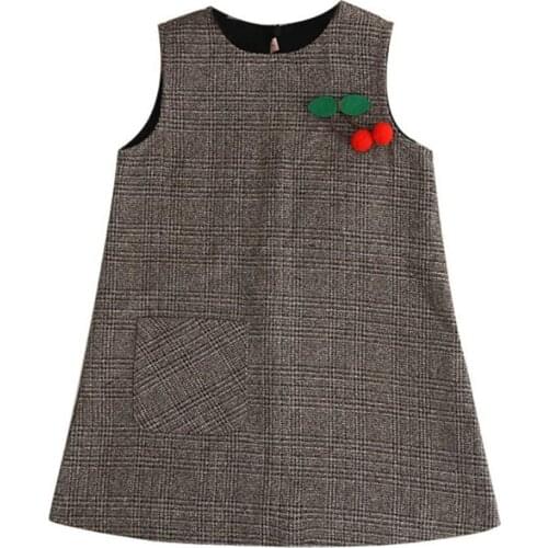 Baby Girls Cute Cherry Princess Dress Sleeveless Spring Autumn Dress For Toddler 2-10 Years Children Fashion vest Dress