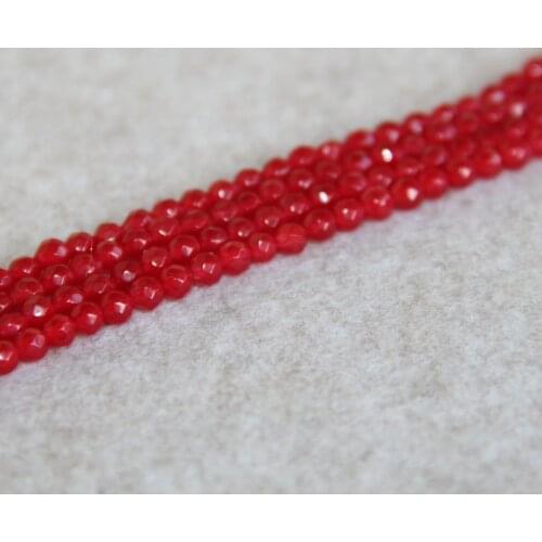 Min Order1)6mm Fashion New Red chalcedony beads Round faceted stones Loose DIY Beads 15" Jewelry making design wholesale