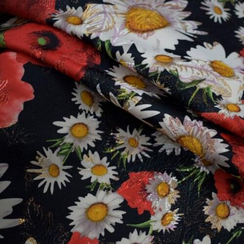 Fashion classic Daisy digital painting 3D jacquard fabric for dress coat tissu au metre tissus tecido tela shabby chic tecidos