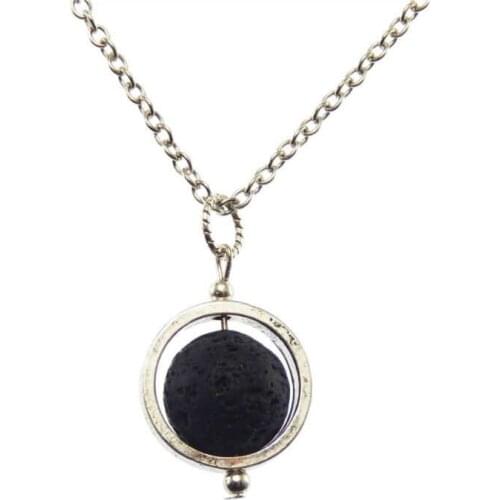 Fashion Rock Plated Lava Silver Color Diffuser Pendant Stone Aromatherapy Yoga Necklace Heart