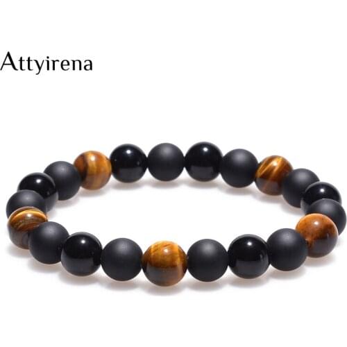 Men Bracelet Bangle Natural Tiger Eye Stone Luck Beads Bracelet 10MM Stone Bracelet European Buddha Jewelry