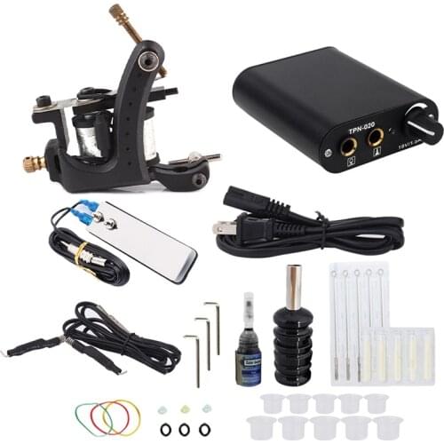 Hot Selling Tattoo Kit 1PCS Tattoo Coil Machine Mini Power Supply Sterilize Needle Grip Set For Shader and Liner