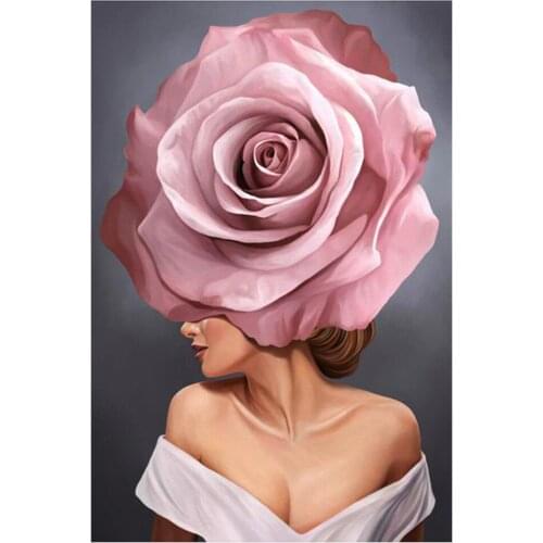 Girl Flower DIY Cross Stitch 11CT Embroidery Kits Craft Needlework Set Printed Canvas Cotton Thread Home Dropshipping