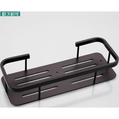 Wall mounted Black color bathroom commodity shelf rectangle storage bathroom accessories