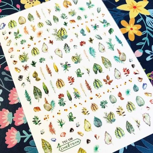 Newest TSC sereis TSC-138 Leaves sereis 3d nail art sticker nail decal stamping export japan designs rhinestones decorations