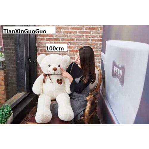 100% new toy stuffed fillings large 100cm white teddy Bear,love bear doll soft throw pillow Christmas gift b0908