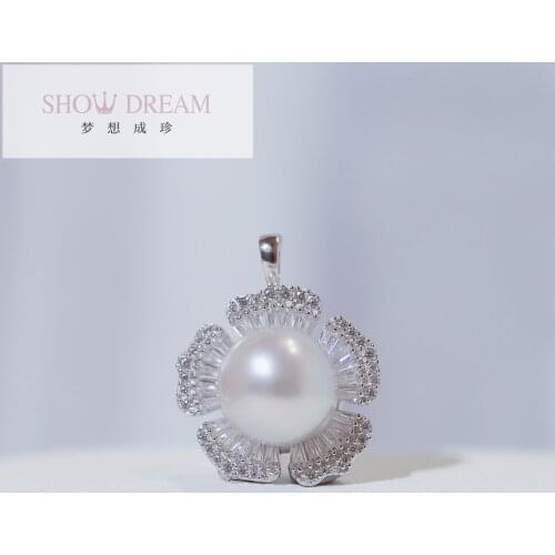 SHOWDREAM S925 Silver Zircon Natural Seawater Pearl Pendant Accessory Jewelry Gift Women Fashion Jewelry