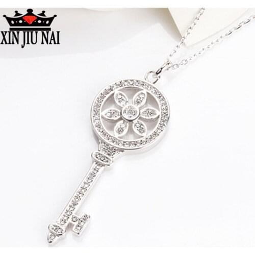 S925 sterling silver fashion long Korean female key wild dress accessories net red pendant pendant multi style necklace