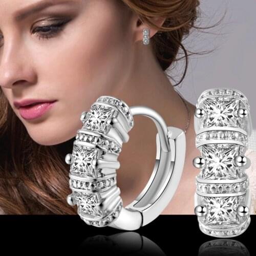 Fashion Romantic Cubic Zircon Design Top Quality Sterling Sliver Earrings Stud Earring for Women Wedding Mujer Gift