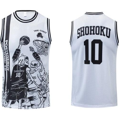 BG basketball jerseys SHOHOKU 10 jersey Outdoor sportswear training Gym clothes Hip-hop culture movie WHITE