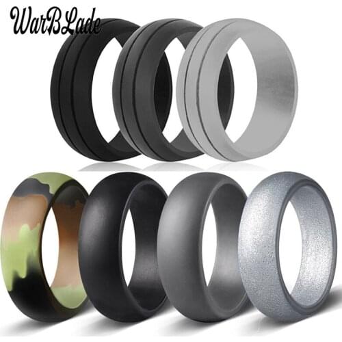WBL 6-12 Size Hypoallergenic Crossfit Flexible 8mm Silicone Finger Ring Rubber Rings For Men Women Wedding Jewelry Gift 7pcs/set