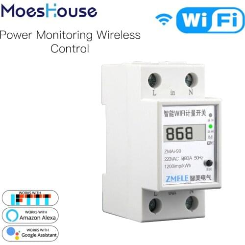 WiFi Smart Power Meter Switch Power Consumption Energy Monitoring Meter 110V 220V Din Rail Smart Life/Tuya App Remote Control