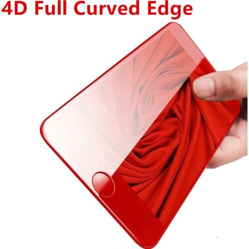 For iphone 7 7 plus 4D Curved Edge Full Cover Mobile Phone Tempered Glass Front Screen Protector Film for iphone 6 6s plus Red