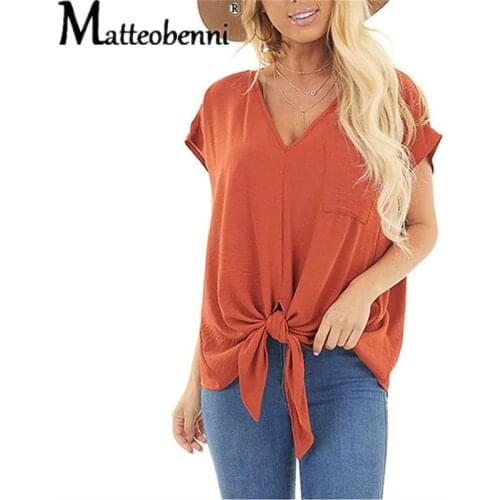 2021 New Womens Summer Fashion Casual Top Deep V-neck Solid Color Pocket Loose Kink Short-Sleeved Ladies Streetwear T-Shirt 3XL