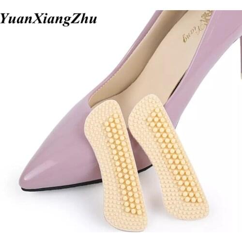 1 pair of new massage silicone inserts Fashionable soft silicone cloth fabric insole lining Grip heel high heel insole