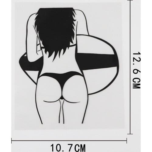 10.7CMX12.6CM Fun Surfer Sexy Girl Surfing Decal Vinyl Car Sticker Black/Silver 8A-0513
