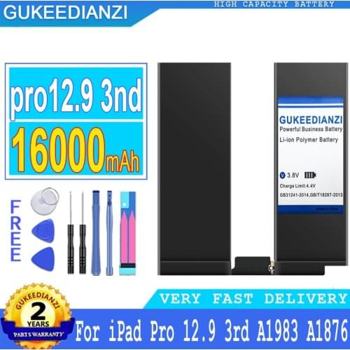 16000mAh GUKEEDIANZI Battery For Apple iPad Pro 12.9 3rd 3 Gen A1983 A1876 A1895 A2014 A2043 Pro12.9 3rd