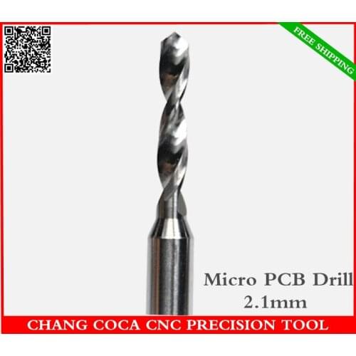 2.1mm,Freeshipping CNC computer machine solid carbide micro Drill bit,Printed Circuit Board Drill Bit,SMT,plastic and copper